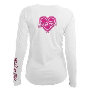 Hook & Heart Women's Long Sleeve UV Shirt, White | Live to Fish